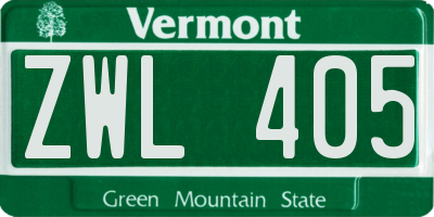 VT license plate ZWL405