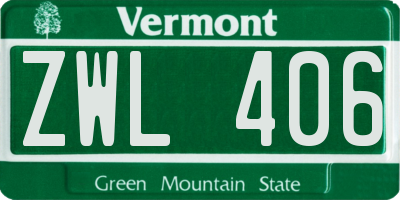 VT license plate ZWL406