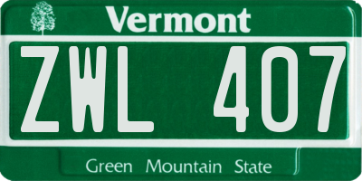 VT license plate ZWL407