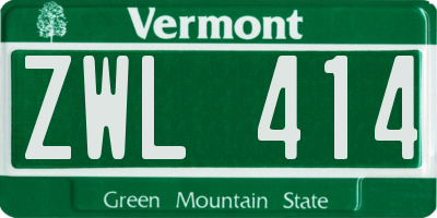 VT license plate ZWL414