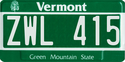 VT license plate ZWL415