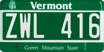VT license plate ZWL416