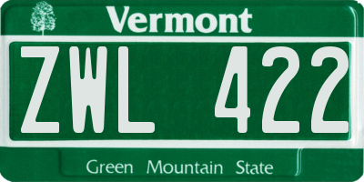 VT license plate ZWL422