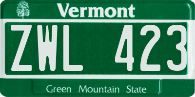 VT license plate ZWL423