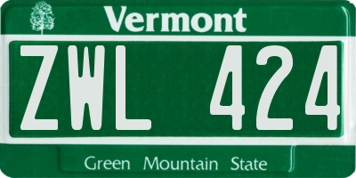 VT license plate ZWL424
