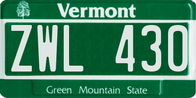 VT license plate ZWL430