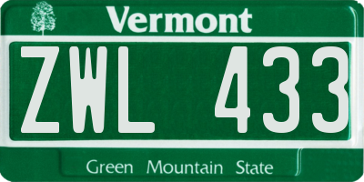 VT license plate ZWL433