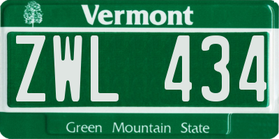 VT license plate ZWL434