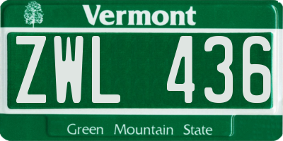 VT license plate ZWL436