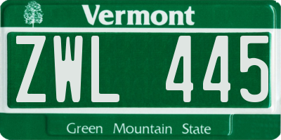 VT license plate ZWL445