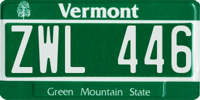 VT license plate ZWL446