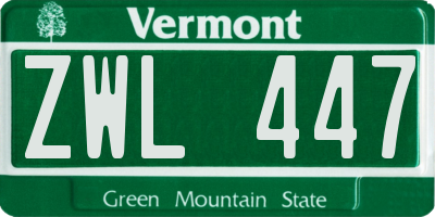VT license plate ZWL447