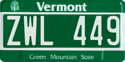 VT license plate ZWL449
