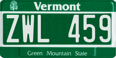 VT license plate ZWL459