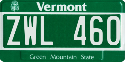 VT license plate ZWL460