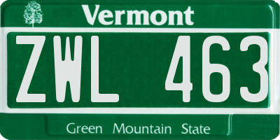 VT license plate ZWL463