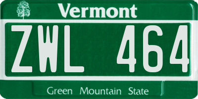 VT license plate ZWL464
