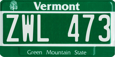 VT license plate ZWL473
