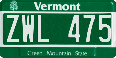 VT license plate ZWL475