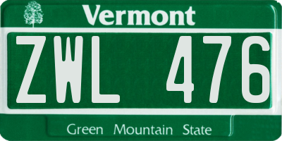 VT license plate ZWL476