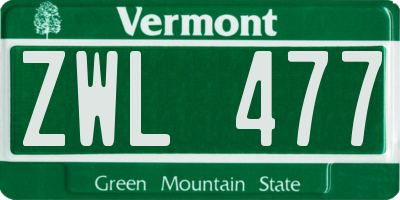 VT license plate ZWL477