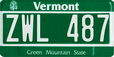 VT license plate ZWL487