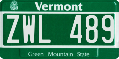 VT license plate ZWL489