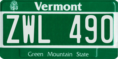 VT license plate ZWL490