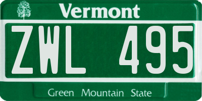 VT license plate ZWL495