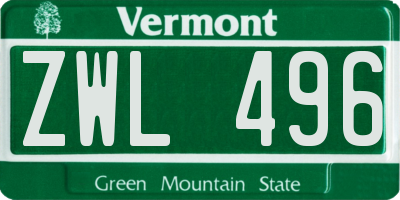 VT license plate ZWL496
