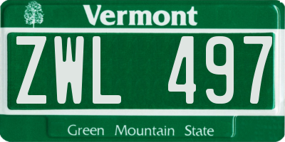 VT license plate ZWL497