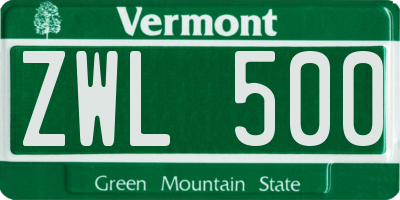VT license plate ZWL500