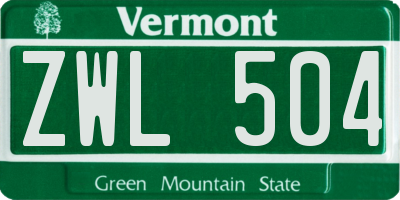 VT license plate ZWL504