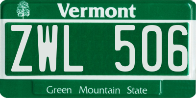 VT license plate ZWL506