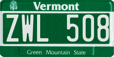VT license plate ZWL508