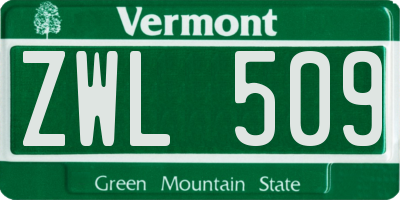 VT license plate ZWL509