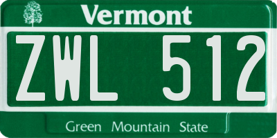 VT license plate ZWL512