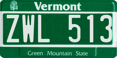 VT license plate ZWL513