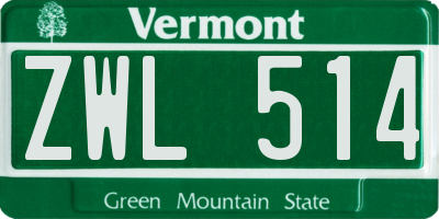 VT license plate ZWL514