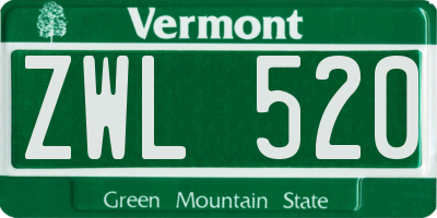 VT license plate ZWL520
