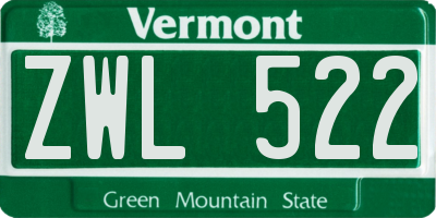 VT license plate ZWL522