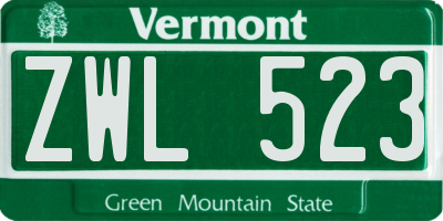 VT license plate ZWL523