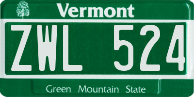 VT license plate ZWL524