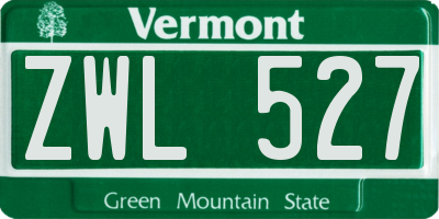 VT license plate ZWL527