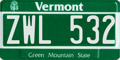 VT license plate ZWL532