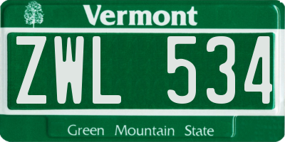 VT license plate ZWL534