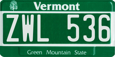 VT license plate ZWL536