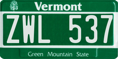 VT license plate ZWL537