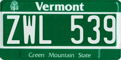 VT license plate ZWL539