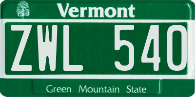 VT license plate ZWL540